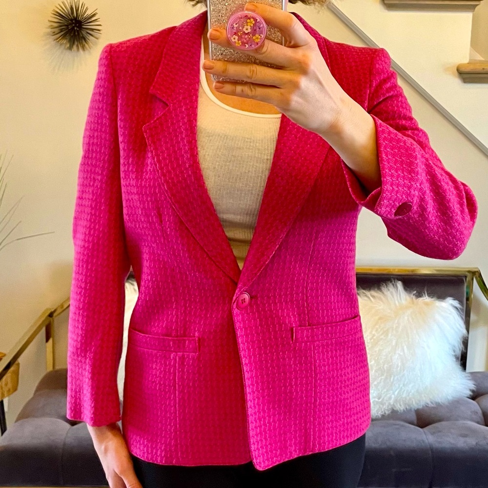 Vintage Bright Pink Miss Pendleton Wool Womens Blazer